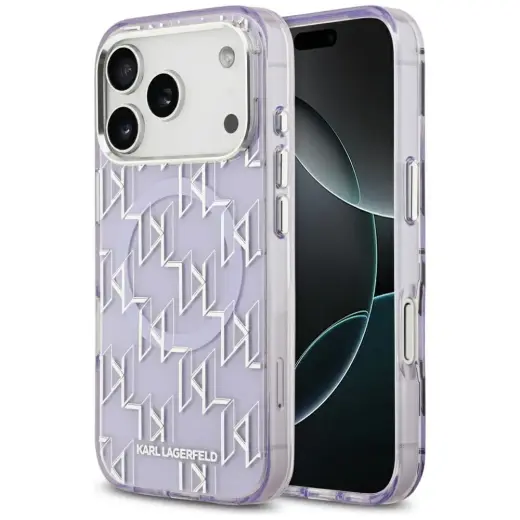 Karl Lagerfeld IML KL Monogram чехол с поддержкой MagSafe для телефона iPhone 17 Pro фиолетовый