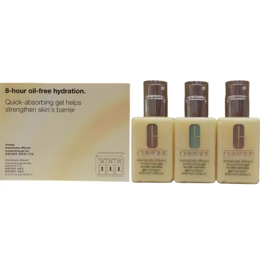 Set Trio, Clinique, Dramatically Different Face Care, Paraben-Free, Moisturizing, Day & Night, Gel, For Face, 3 pcs, 125 ml