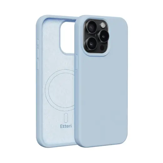 Etteri Silicone maciņš ar MagSafe atbalstu telefonam iPhone 15 Pro zils