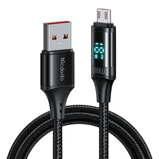 Mcdodo CA-1070 data transfer and charging cable | USB-A to Micro USB | 15W | with LED display | 1.2m | black