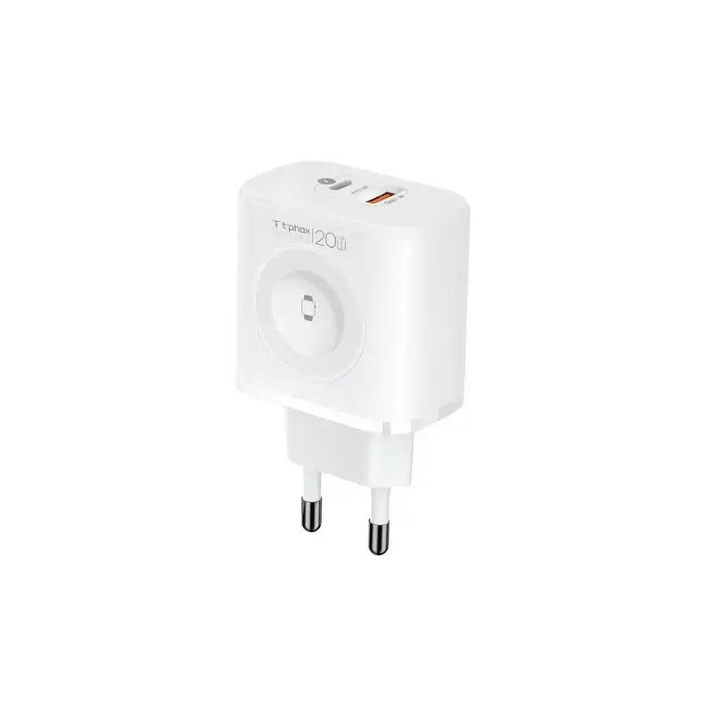 T-Phox T-PP20 tīkla lādētājs | 20W | GaN | USB-C, USB-A | balts
