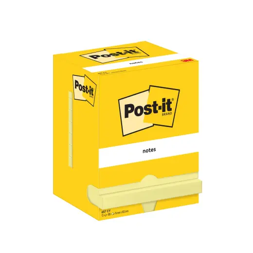 Piezīmju līmlapiņas Post-it 76x102mm, 12 gab./ iepak. dzeltenā krāsā