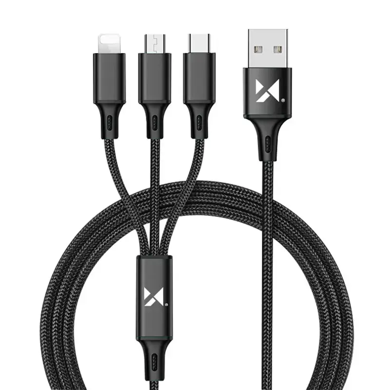 Wozinsky cable 3w1 USB - USB Typ C| micro USB| Lightning 2,8A 1,25m black 