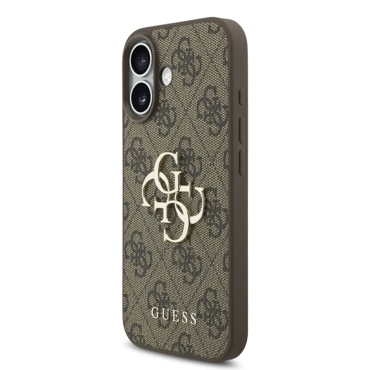 Guess PU 4G Metal Logo Strap Case for iPhone 17 Brown