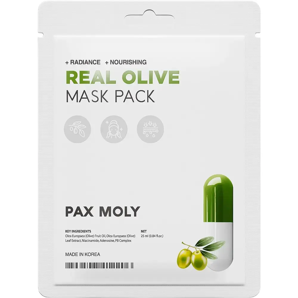 PaxMoly , Real Olive, Radiance, Sheet Mask, For Face, 25 ml