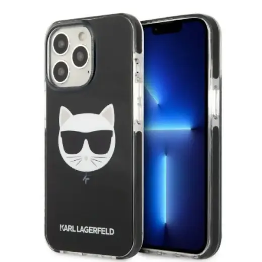 Karl Lagerfeld TPE Choupette Head maciņš telefonam iPhone 13 Pro melns (kaķis)