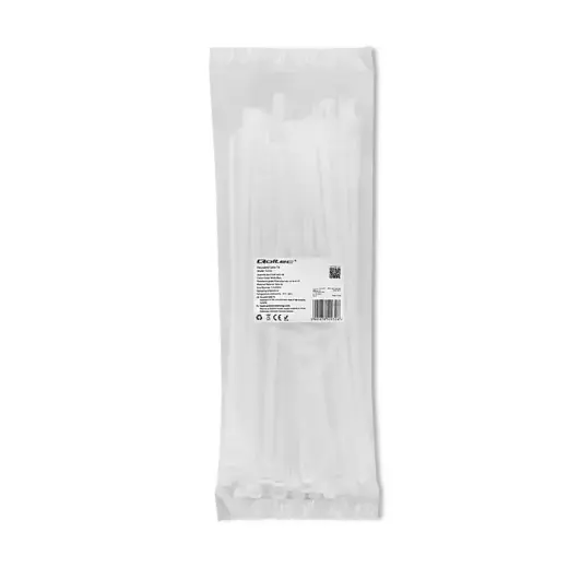Qoltec Reusable Self-locking cable tie | 7.2*300 mm | Nylon UV | White