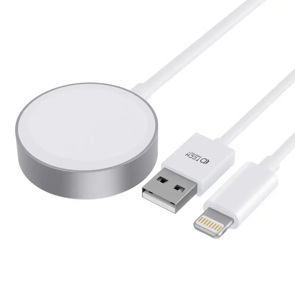 Tech-Protect UltraBoost 2in1 magnetic charger with USB-C | Lightning cables for Apple Watch 1.5m - white