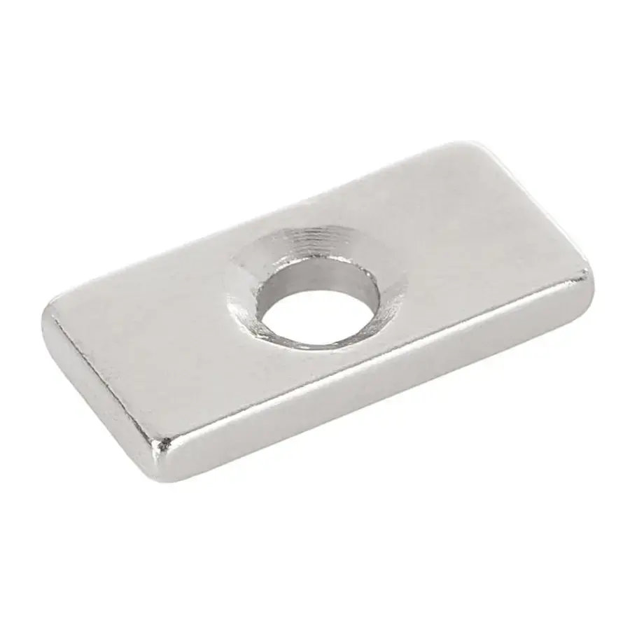 Neodīma magnēts 20x10x3mm ar caurumu 2 gab