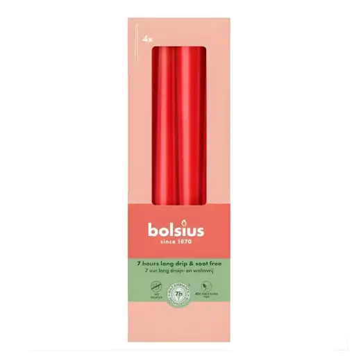 Table candles 4pcs. in a box 245/24mm red