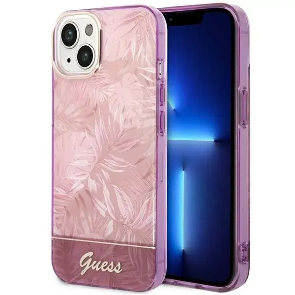 Guess GUHCP14MHGJGHP iPhone 14 Plus | 15 Plus 6.7" różowy|pink hardcase Jungle Collection