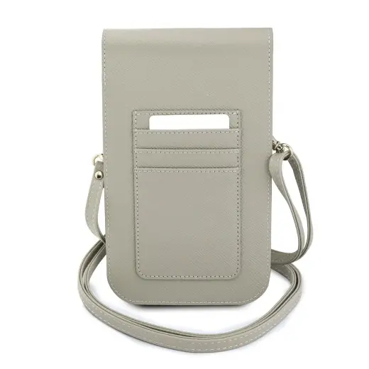 Guess PU Grained 4G Metal Logo Phone Bag Beige