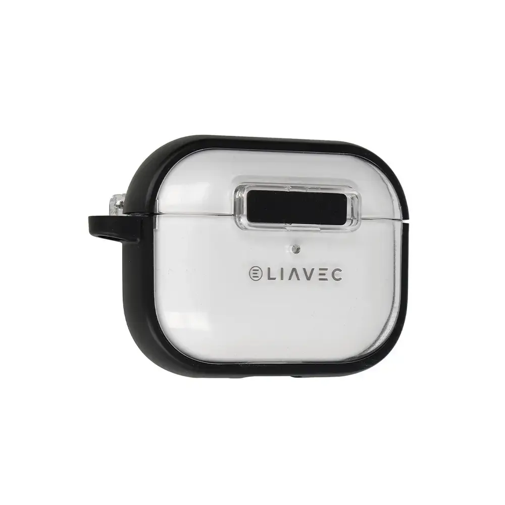 Liavec SlideLock Case for Apple AirPods Pro 3, transparent-black