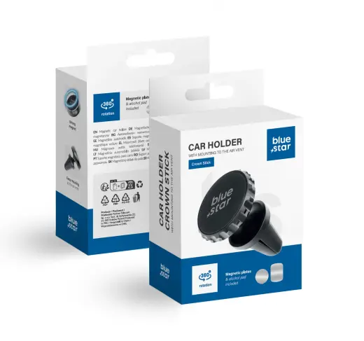 Magnetic car phone holder Blue Star Crown air vent black