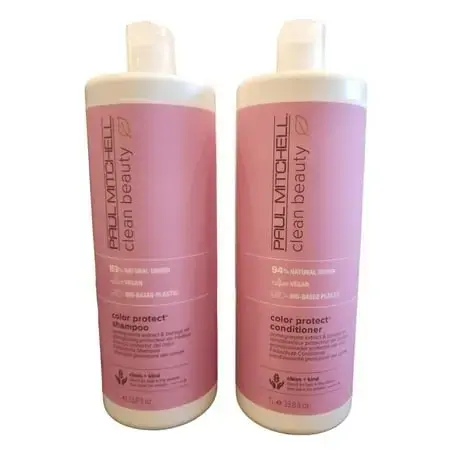Paul Mitchell Clean Beauty Color Protect Conditioner  Replenishes  Extends Color Vibrancy  for Color-Treated Hair  33.8 Fl. Oz