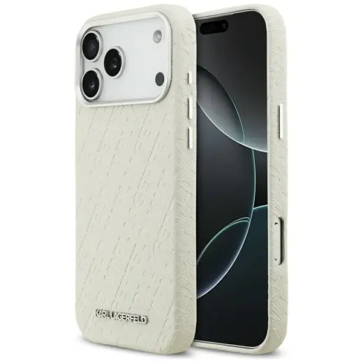 Karl Lagerfeld FW Stamped Karl MagSafe Case for iPhone 17 Pro Max Beige