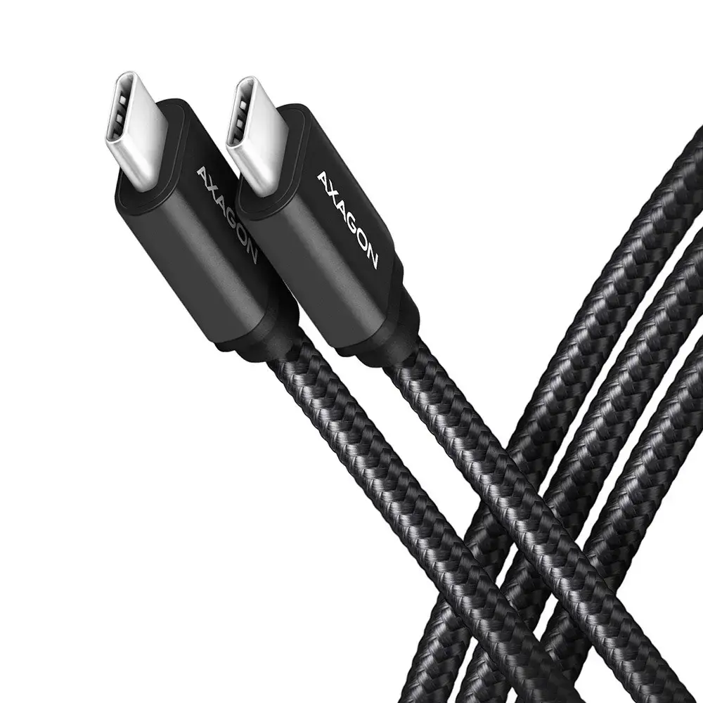 Axagon BUCM3-CM10AB datu pārraides un uzlādes vads | USB-C uz USB-C | 60W | 1m | melns