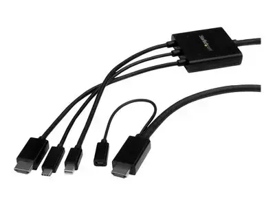 StarTech.com 6ft USB-C, HDMI or Mini DisplayPort to HDMI Adapter Cable - video interface converter - Mini DisplayPort | HDMI | USB - 2 m