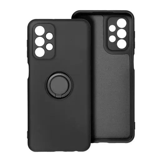 Silicone ring maciņš ar statīvu telefonam Samsung Galaxy A57 (A576) melns