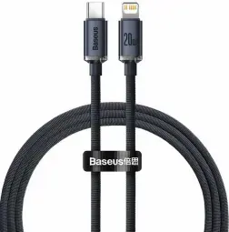 Baseus Crystal Shine Series datu pārraides un uzlādes vads | USB-C uz Lightning | 20W | 1.2m | melns
