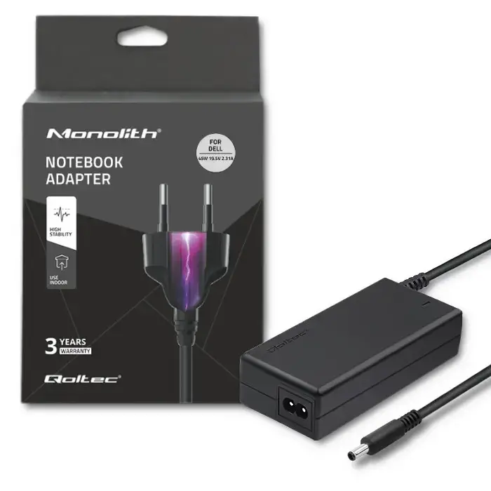 Qoltec Power adapter for laptop Dell 45W | 19.5V | 2.31A | 4.5*3.0+pin | +power cable