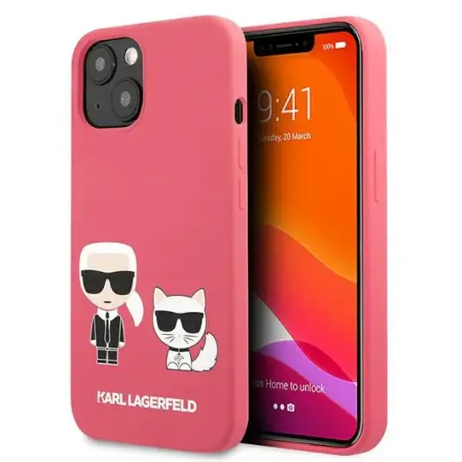 KLHCP13SSSKCP Karl Lagerfeld and Choupette Liquid Silicone Case for iPhone 13 mini Red