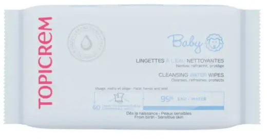 Topicrem Baby - Cleansing Water Wipes - Fragrance Free - 60 Wipes