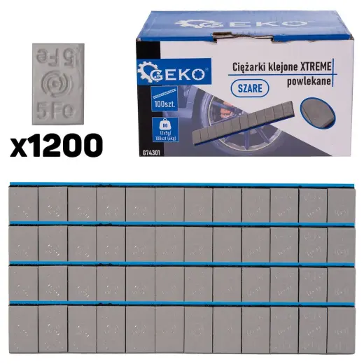 Pašlīmējošie balansēšanas atsvaru stienīši XTREME 100x12x5g pelēkā krāsā (6kg)