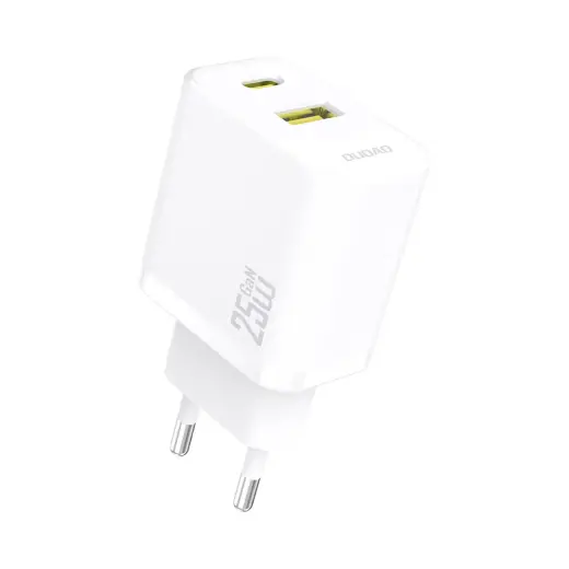 Dudao A26T travel charger | 25W | GaN | USB-C, USB-A | white