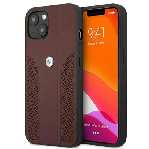 Etui BMW BMHCP13SRSPPR iPhone 13 mini 5,4" czerwony|red hardcase Leather Curve Perforate