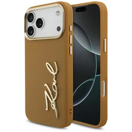 Karl Lagerfeld Karl Script Logo чехол для телефона iPhone 17 Pro Max коричневый