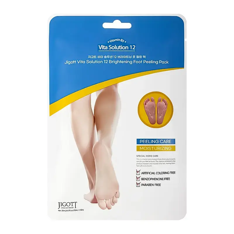 Jigott Vita Solution 12 Brightening Foot Peeling Pack, 2 pcs...