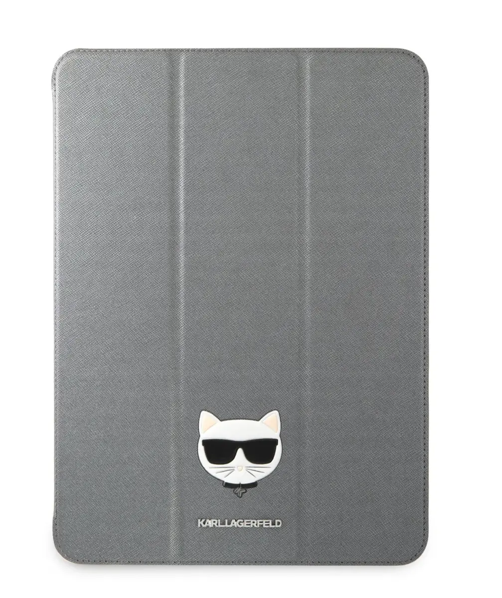 KLFC12OCHG Karl Lagerfeld Choupette Head Saffiano Folio Cover for iPad Pro 12.9 Silver