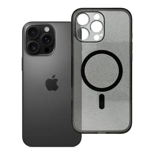 Case for iPhone 16 PRO MAX Clear Mag Cover compatible with MagSafe (camera protection) black glitter