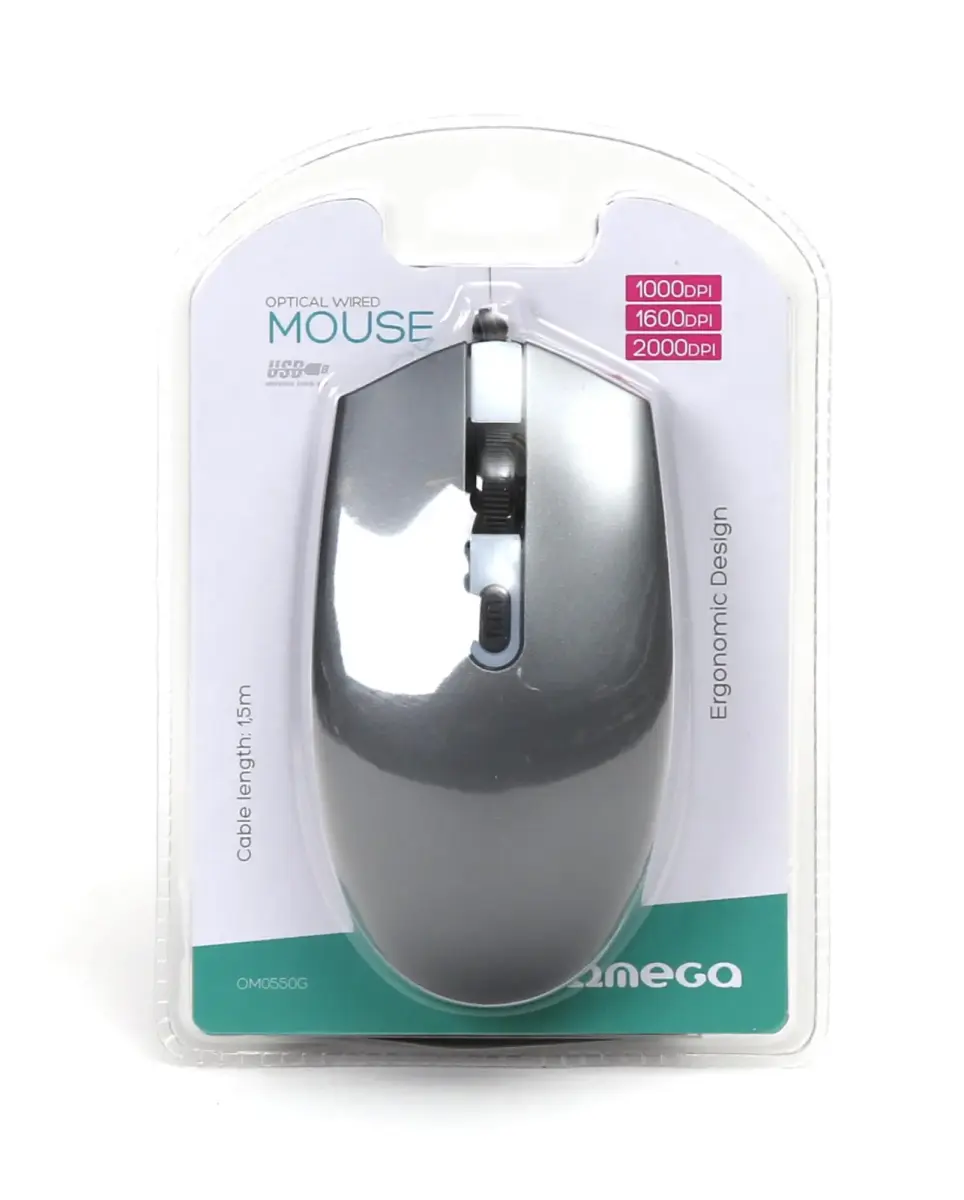 Omega OM0550G optical PC mouse 1200 DPI | USB | grey