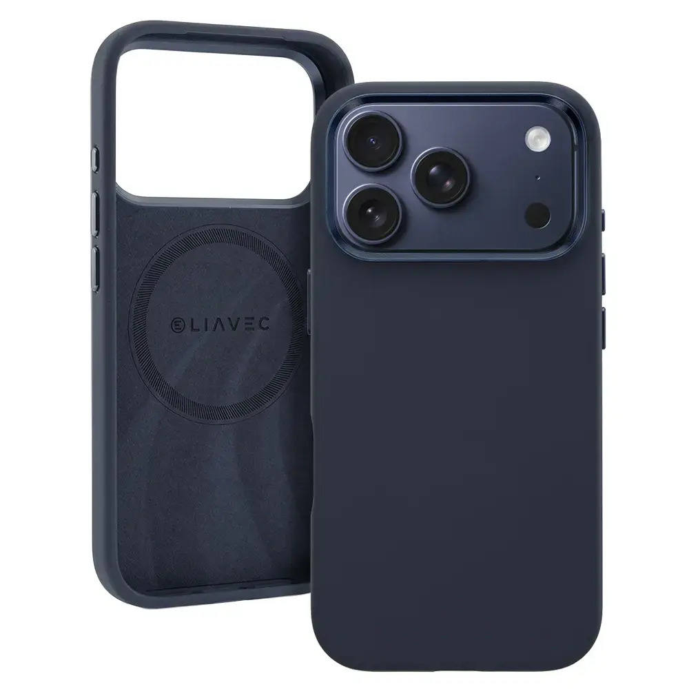 Liavec Silky maciņš ar MagSafe atbalstu telefonam iPhone 17 Pro Max tumši zils