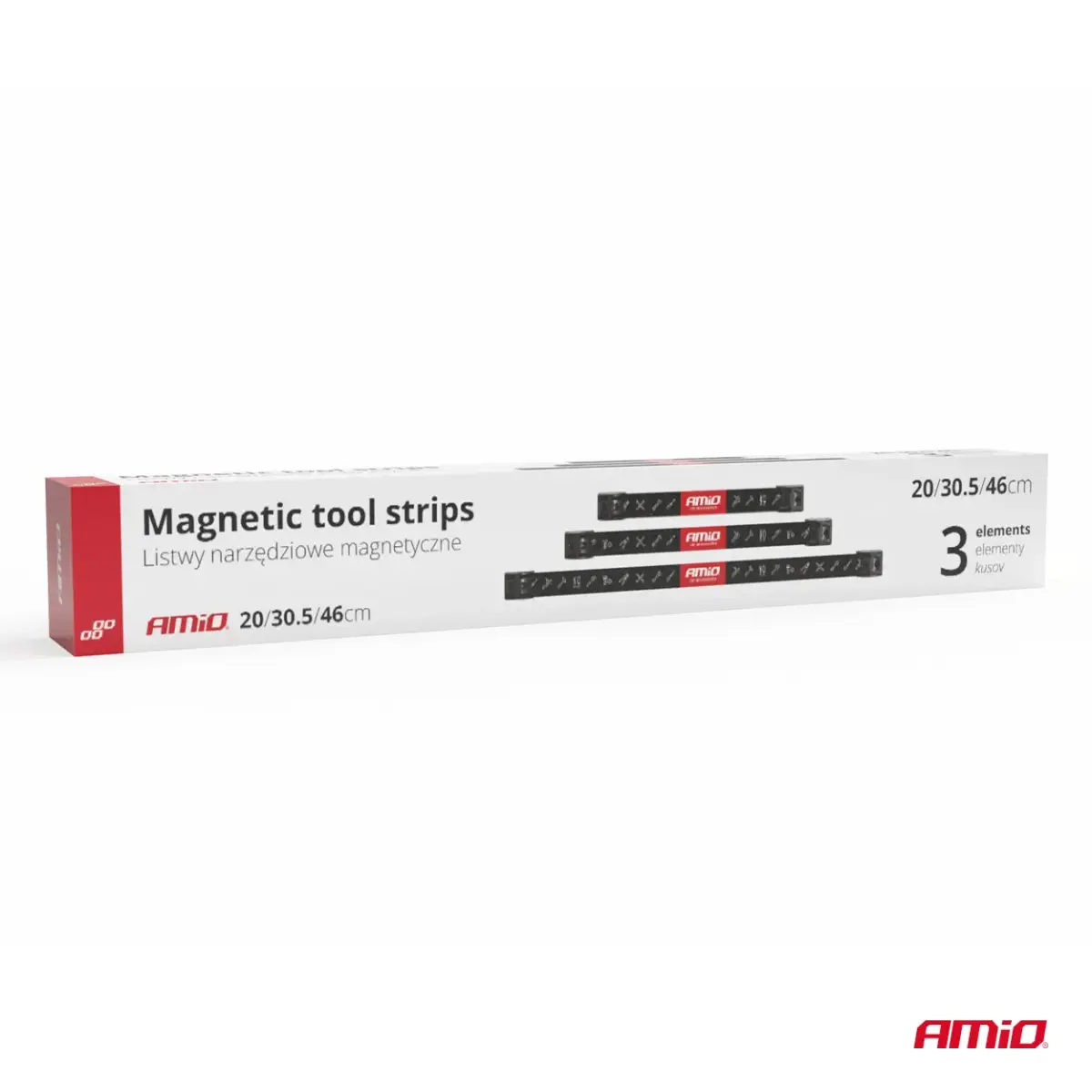 Magnetic Strips Tool Holders Set 1x20cm 1x30,5cm 1x46cm AMIO-04263