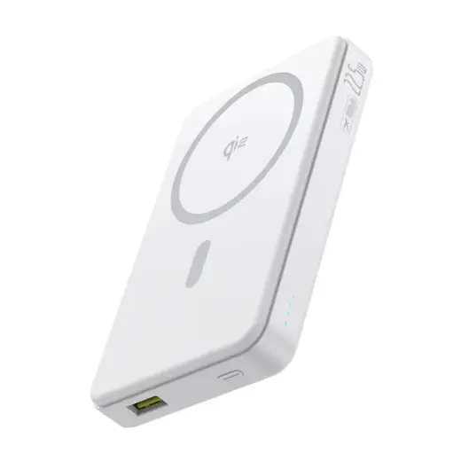 Baseus Airpow2 Qi2 ārējais akumulators (powerbank) | 10000 mAh | 22.5W | USB-C, USB-A, MagSafe | balts