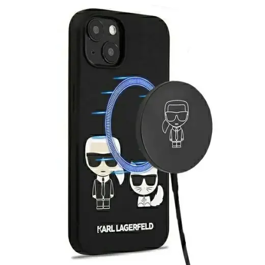 Karl Lagerfeld KLHMP13MSSKCK iPhone 13 6,1" hardcase czarny|black Silicone Karl & Choupette Magsafe