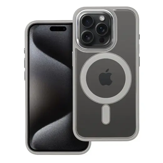 Color Edge Mag telefono dėklas su MagSafe palaikymu iPhone 15 Pro pilkas