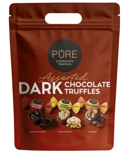Dark chocolate truffles with fillings "ASORTI" 500g PURE Doypack