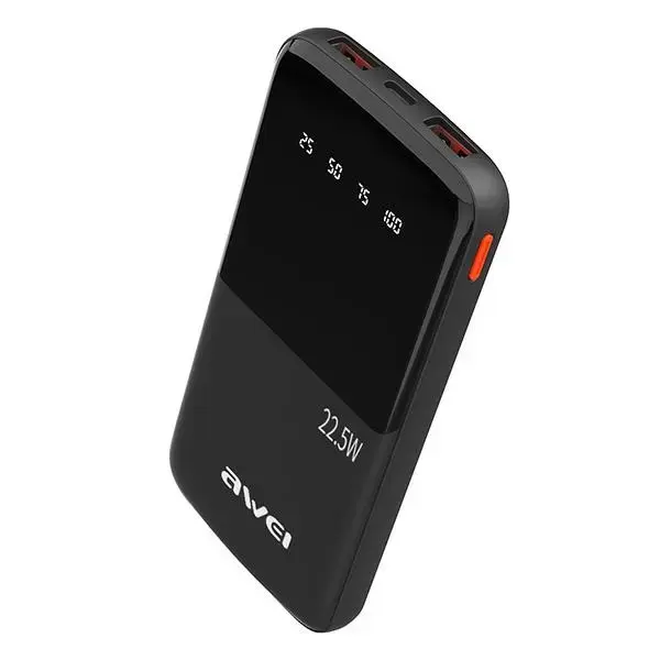 AWEI P10K ārējais akumulators (powerbank) | 10000 mAh | 22.5W | melns