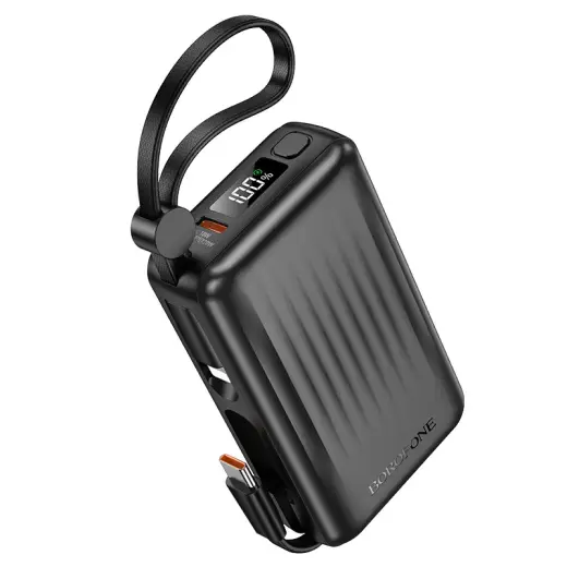 Borofone Power Bank 10000mAh BJ70 Source - Type C - PD 20W with Type C and Lightning cables black