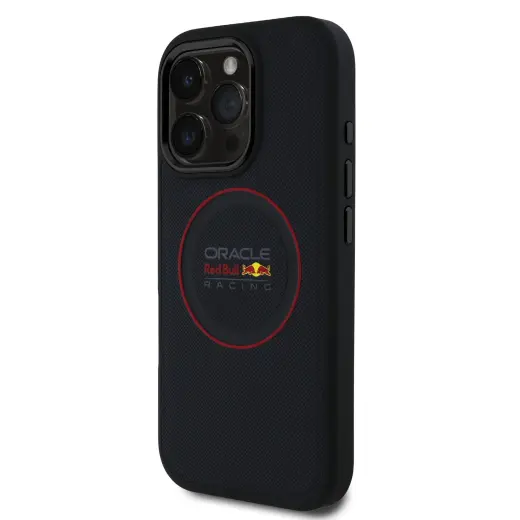 Red Bull PU Leather Red Ring telefona maciņš priekš iPhone 16 Pro tumši zils ar MagSafe atbalstu