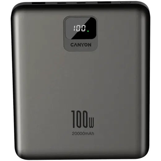 CANYON power bank PB-2008 LED FLAT 20000 mAh PD100W QC3.0 Dark Grey