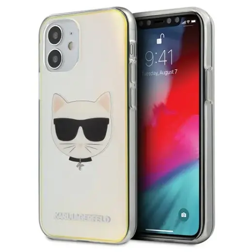KLHCP12SCIR Karl Lagerfeld PC|TPU Choupette Head Cover for iPhone 12 mini 5.4 Iridescent