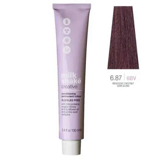 Milk Shake, Creative, SLS/SLES-Free, Permanent Hair Dye, 6.876BV Iridescent Chestnut Dark Blond, 100 ml