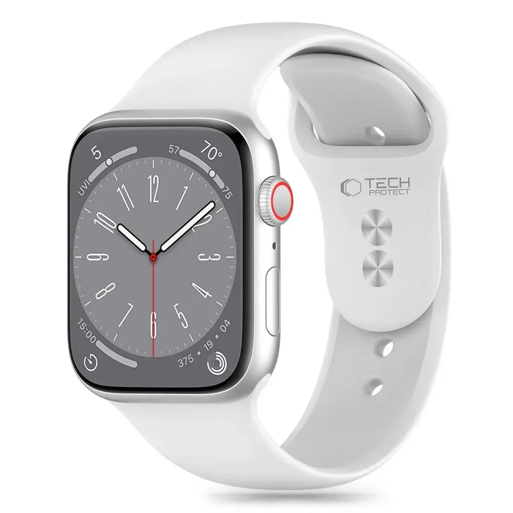 Tech-Protect Silicone Strap for Apple Watch 4 | 5 | 6 | 7 | 8 | 9 | SE (38 | 40 | 41 mm) - White