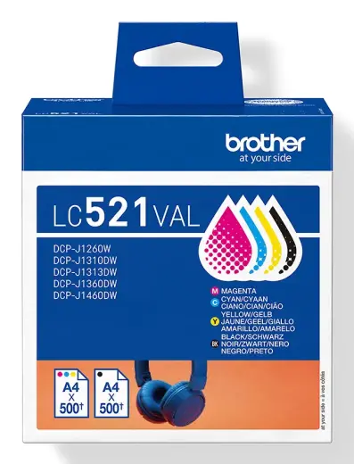 Tindikassettide komplekt Brother LC521VAL must/tsüaan/magenta/kollane