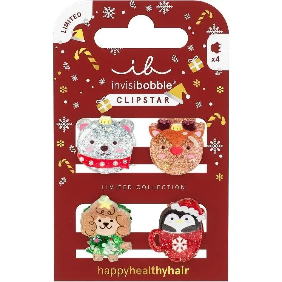 Invisibobble, Mollette + Clip per Capelli, Haarklemme Clipstar Kids Sparkle in a Cup (4pz.)